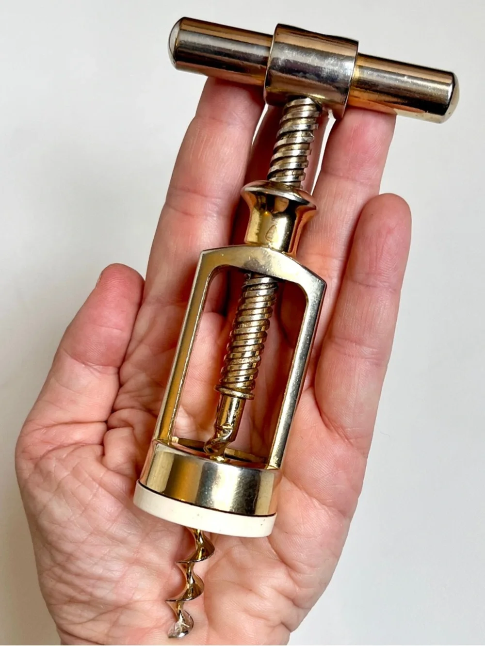 Vintage DBGM Fly Nut Corkscrew German Gold Tone Wine Opener MCM Bar Accessory